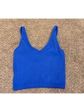Wishlist Royal Blue Ribbed Seamless Bralette Crop Top S/M